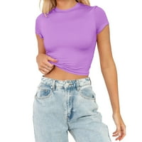 Majice za žene Trendy grafički ljetni kratki rukav Slatki usevi bazični Crewneck Slim Fit Womens Tshirts