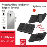 Capsule Case kompatibilan sa LG Stylo [oklopni sloj za zaštitu od pauze s jakim otpornosti na udarce Chickstand Clip Holster Crna futrola za zapis za LG Stylo LM-Q L722DL