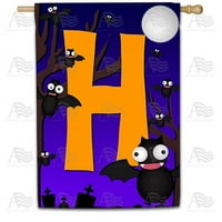 Amerika Zauvijek monogram Halloween Bat House Flag Pismo H Dvostrane velike zastave za vanjske, turističke
