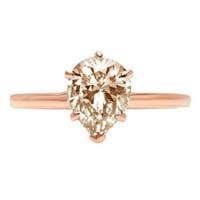 2.Ct Pear Cut Brown Champagne Simulirani dijamant 14K ružičasti ružičasto zlato graviranje izjava godišnjica angažovanja vjenčanog prstena veličine 5.75