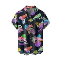 Cyzz Celler proljeće Ljeto Muški havajski povremeni pamučni pamuk u boji majica kratkih rukava s džepovima Multicolor XXXXL