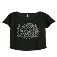 Budite jednorog u polju konja Ženska moda Slouchy Dolman majica Tee Heather Black Veliki