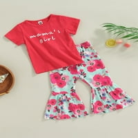 Toddler Kids Baby Girl Summer Boutique Outfits Set Pismo Ruffle majice kratkih rukava + Boho cvijeće Ispis elastičnih struka pantalone