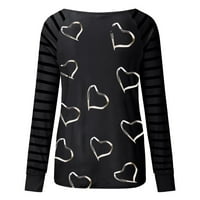 Ženska modna dugačka rukavica za bluzu srca Plus Print W-izret ženska bluza