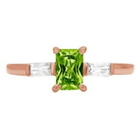 0,8ct smaragdni rez zeleni prirodni peridot 14K ružičasti ružičasti zlatni graviranje izveštaja godišnjica Angažovanje vjenčanja Trobotna prstena veličine 6,5
