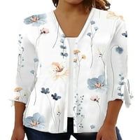 NOLLA ženska majica cvjetna bluza s vrhom vrata dame labave tuničke košulje rukave pokrovite stil d