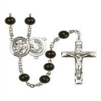 St. Cecilia Marching Band srebrne krunice crne crne perle Crucifi Veličina medaljine šarm