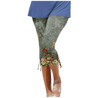 Ženska dužina koljena Capris gamaše Vanjske hapske nošenje pokazuju tanke postepeno vintage print konop obrezane hlače, siva l