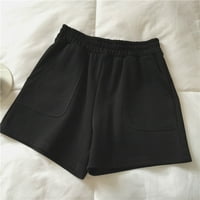 Finelylove ženske atletske kratke hlače sa džepovima Žene Ljetne kratke hlače Visoki struk rast na otvorenom Solid Black XL