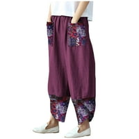 Ženske udobne padžama hlače široki lounge Palazzo Yoga hlače Stretch cvjetni print Fold struk hlače