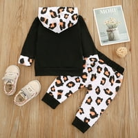 Tosmy Kids Girl Odjeća Leopard odjeća Dugi rukav Duks duge duge za bebe Elastične hlače Jesen Zimske