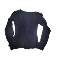 Žene Vintage Basic Majica Jesen Ležerne prilike Solid Boja Slim Fit s dugim rukavima V-izrez Top Club