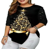 Julcc Plus veličina Ženska božićna stablo Ispis Tunic Tops Xmas Sequins bluza majica