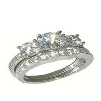 Njegov njen kameni CZ Vjenčani zaručnički prsten set Sterling Silver Titanium