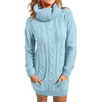 bvgfsahne ženske džemper haljina posada izrez dugih rukava s dugim rukavima Čvrsti ležerni pad džempera