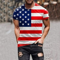 Muška košulja Američka zastava Dan nezavisnosti Ispis Okrugli vrat Kratki rukav labav tee