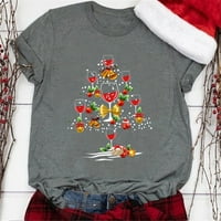 Ženski božićni stakleni pahuljivi snjegović print o ovratnikom majica bluza s kratkim rukavima ženska