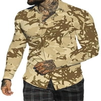 Paille Muškarci rever izrez Slim Fit bluza Ležerne prilike za odmor Down Party košulje Tunika košulja Style-F 3xl