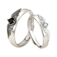 Angel podudaranje Obećanja prstenova za parove Prijatelj slatka ljubav poklon nakita za njega Njene žene Muškarci Dječaka Veličina djevojke Podesivi prstenovi 5