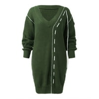 Džemper za džemper za žene za žene Ženski tanak fit kabeli pleteni džemper s dugim rukavima Green, M