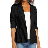 Promocija na prodaju, XiaOffen modne žene okreću naklonični kaput Cardigan bluza Crni XL