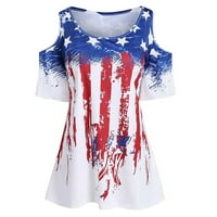Ženske bluze Ženske modne off ramena zvijezda Američka zastava za ispis majica casual top bluza crvena xxxl