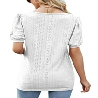 Nizieer Women Majica Puff-rukav ljetni vrhovi kratki rukav majica labavo pulover Trgovina TUNIC TUNIC Bluza bijela m