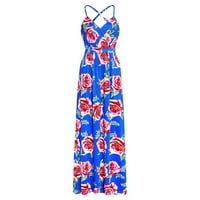 Haljina Moda New Benchmark Himeway Dame Fashion Elegantna haljina za rezanje Bohemian Resort Stil tiskana duga suknja plava m