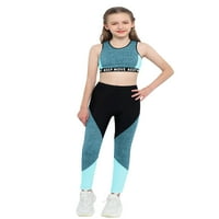 Renvena Kids Girls Dva joga Sportski odijelo Crop vrh s atletske gamaše trenerke Outfit