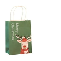 Njspdjh Božić kraft papir poklon torbe u bulk za odmor Darovi s raznim božićnim otisci Božićne poklonske torbe za zabavu poklon torbe papir tretiraju torbe