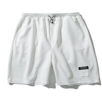 Sanviglor Muške Ljetne kratke hlače Elastična struka Plaža Kratke hlače Dno Ležerne prilike Mini pantalone Work Beachwear White XL