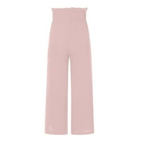 Ženski umanjeni rubl visokog struka širokih pantalona za noge casual labavi joga duksevi lounge pidžama sa džepovima Pink XXL
