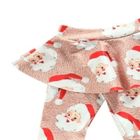 Sunost božićna majica i pantalone za djecu za bebe Cartoon Santa Claus dugih rukava i karirane duge hlače