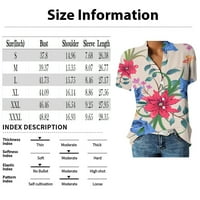 Podplag Žene Ljetni vrhovi, ženske modne ležerne vrhove tiskane majice s kratkim rukavima, majice, bež xl