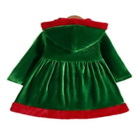 Capreze sa odvojivim šeširom Xmas party haljina boja blok božićne haljine mališani labavi princeza dugih rukava zelena