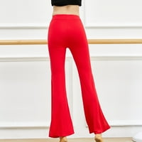 TUPHREGYOW ženske široke noge za hlače za hlače pamuk pamuk elastični casual novi stil Čvrsta prozračna klasična udobna moda tanke hlače visoke struke rastezane pantalone trendy crveni xxxl