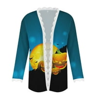Yubatuo Halloween Cardigan za žene čipke dugih rukava Otvorena prednja mekana košulja za drape