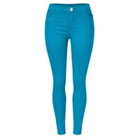 Široke pantalone za noge za žene visoki uspon modne Jean Classic Solid Boja gležnjače Jeans Redovne