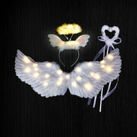 Anđeoska krila, osvijetlite anđeoske krila i halo sa LED svjetlima, bijeli anđeoski krila kostim za