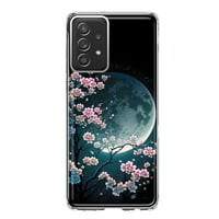 Samsung Galaxy A Clear Clear Clear Hibrid Zaštitni telefon Kawaii Manga Pink Cherry cvijet punog mjeseca