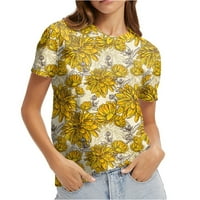 Ženske košulje Ženski print kratki rukav okrugli vrat Vintage kratki rukav Ljeto Loose Tops Majica MEIGE M