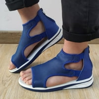 Semimay Fashion Womens Prozračne čipke up cipele debele sljetne povremene sandale, plavo