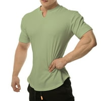 Muška majica Proljeće Ljeto Visoke necke vrhove Čvrsta boja kratki rukav casual elastične tanke staze