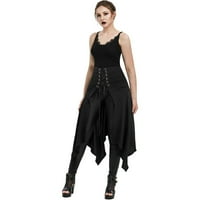 Booker A line suknje Žene Modni solidni gotički asimetrični čipka za prorezu Prednja suknja