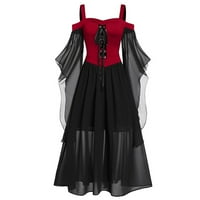 Victorian Gothic Witkvirne kostime, ženska halloween Cosplay festivali haljina Vintage suspender hladna mreža za patchwork Party haljina Slim Fit Plus veličine leptir rukav rukav rukav rukav haljina