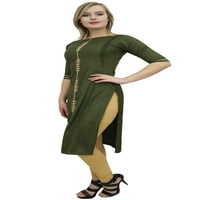 Ženski dizajner Bimba Rayon Green Kurti izvezao je indijski tunika Kurta-10