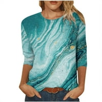 Yyeselk ženski vrhovi Žene okrugli rukav za vrat Grafički print Tee majice Ležerne prilike labave vrhove bluze pulover Slim CrewNeck majica plave s