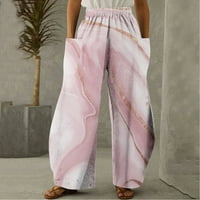 SHOMPORT WOMENS široke pantalone za noge Ljeto casual elastične visoke struk Palazzo hlače cvjetne print