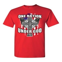 Jedna nacija pod Bogom Cross SAD Amerika Patriotska DT odrasla majica Tee Tee