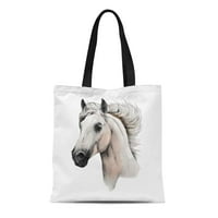 Platno torba Bijela konjska glava Profil skice sket za skiciranje boje za višekratnu upotrebu na ramena